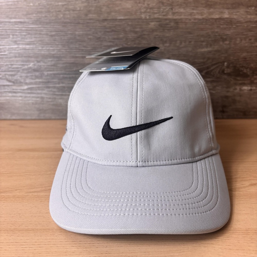 Nike Golf Hat Cap Strap Back Mens Gray Dri-FIT Perforated Cardinal Glass NWT